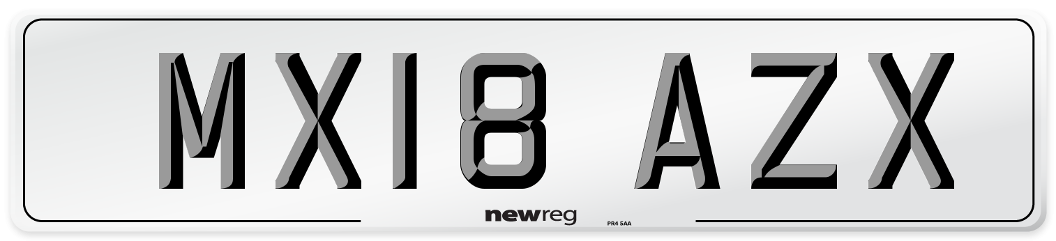 MX18 AZX Number Plate from New Reg